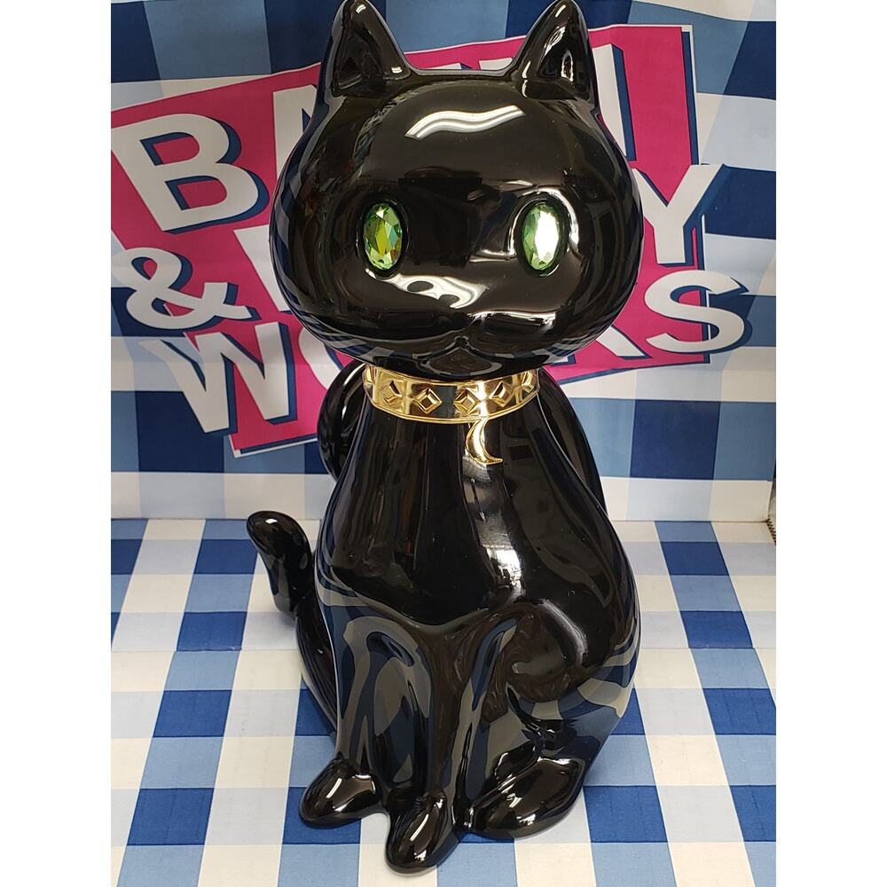 BBW Halloween Green Eyed Black Cat Single Wick Candle Holder